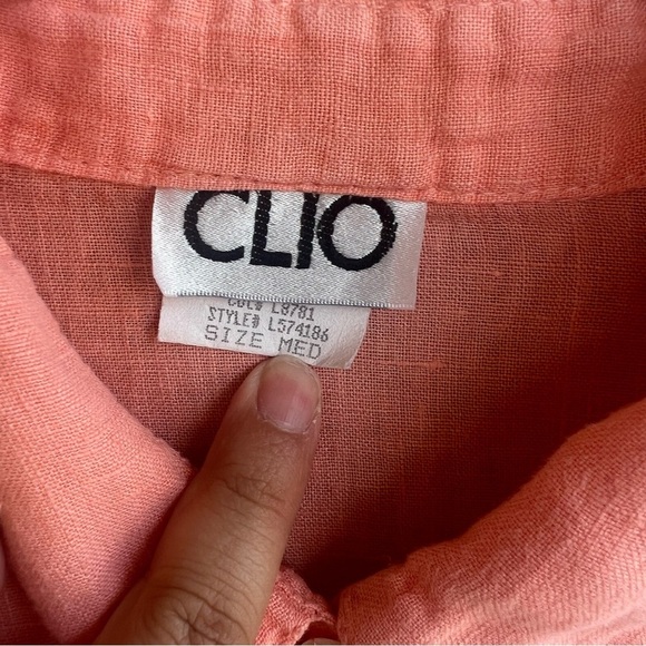 Clio Linen Button Down Shirt - Size M - Summer Beach Vacation Resortwear - Picture 4 of 6